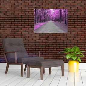 Tablou pe sticlă - drum prin parc (70x50 cm)