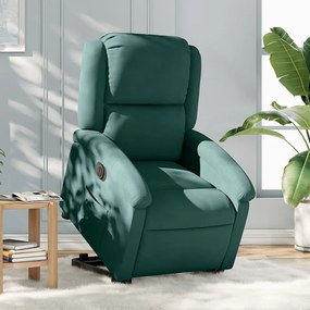 vidaXL Fotoliu electric rabatabil cu ridicare, verde închis, catifea