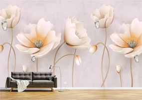 Tapet Premium Canvas - Abstract flori colorate cu perle