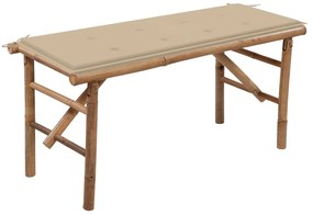 Banca de gradina pliabila cu perna, 118 cm, bambus 1, Bej, 120 x 50 x 4 cm, 1