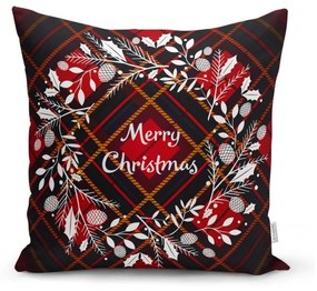 Set 4 fețe de pernă și un napron de masă cu model de Crăciun Minimalist Cushion Covers Tartan Christmas