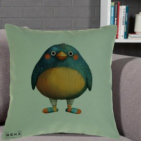 Perna Decorativa Pasare Teal cu Sosete Dunghi, 40x40 cm, Verde, Husa Detasabila, Perna Inclusa, BEKZ®