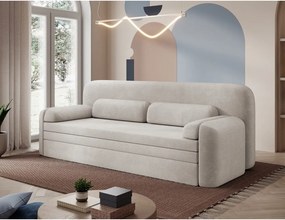 Canapea bej extensibilă/cu spațiu de depozitare cu tapițerie din catifea reiată 236 cm Elioss – ELTAP