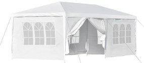 Cort pentru Foisor Outsunny 6x3m cu Pereti Laterali Detasabili, Usi si Ferestre, Metal, Alb | AOSOM RO