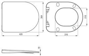 Vas Wc suspendat rimless alb cu capac soft close inclus Deante, Peonia Alb lucios