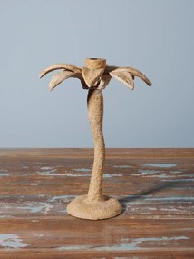 Suport lumanare bej din aluminiu H28cm Palm
