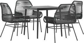 vidaXL Set de sufragerie de grădină 5 piese neagră Sticlă Poly Rattan
