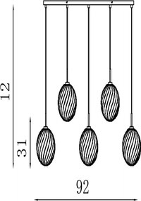 Lustra cu 5 pendule sticla colorata Whirl