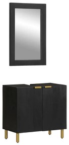 vidaXL Set mobilier de baie, 2 piese, negru, lemn compozit