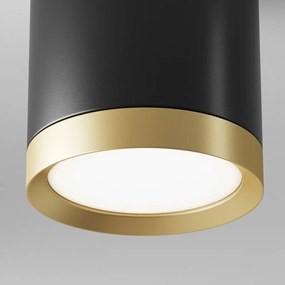 Spot aplicat design tehnic Hoop negru, auriu mat