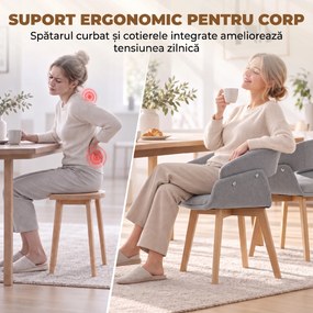 HOMCOM Set 2 Scaune Dining Ergonomice din Material Gri Deschis | Aosom Romania