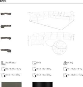 Coltar LUX design italian modular cu functia relax Cowhide gri inchis