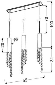 Lustră LED pe cablu DUERO 3xLED/3W/230V