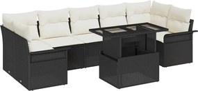 vidaXL Set de canapele pentru grădină cu pernă 8 pcs Negru Rattan poli