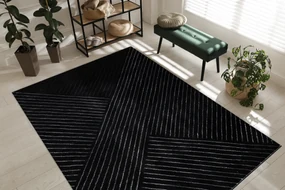 Exclusiv EMERALD covor A0084 glamour, stilat, linii, geometric negru / argint