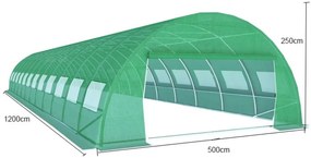 FOLIE solar de grădină, 5x12 m, 60 m², PE armată, rezistentă 180g/m2, cu filtru UV, impermeabila, ferestre rulante, Verde, GH512C,