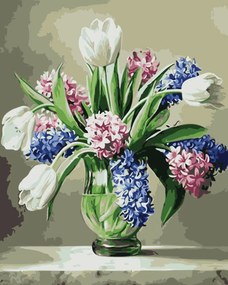 Pictura pe numere cu un cadru "Flori într-o vază" 50x40 cm
