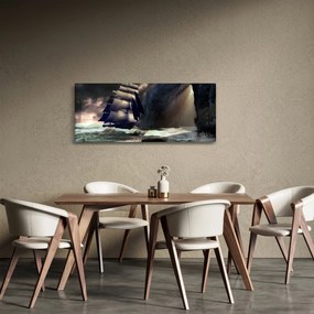 Tablou - Navă printre recife (120x50 cm)