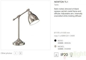 Aplica de perete cu brat reglabil, finisaj nickel, NEWTON AP1 016399