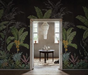 Fototapet, Banana Tree Jungle, Black, Rebel Walls
