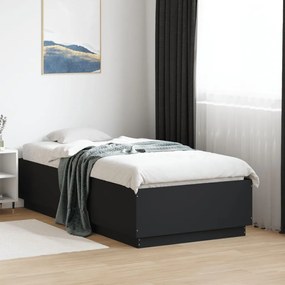 vidaXL Cadru de pat, negru, 90x190 cm, lemn prelucrat