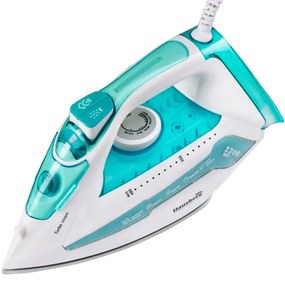 Fier de calcat Hausberg HB-7898AB, talpa ceramica, jet de abur 18g/min, Functie spray 2000-2300W, Alb/Albastru