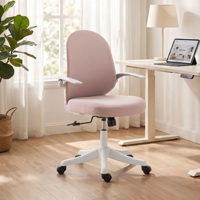 HOMCOM Scaun de Birou Ergonomic cu Brațe Rabatabile și Înălțime Reglabilă, Mesh Respirabil,  60,5x54x99 cm, Roz | Aosom Romania
