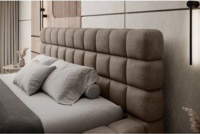 Pat matrimonial maro deschis tapițat cu spațiu de depozitare cu somieră 160x200 cm Dizzle – ELTAP