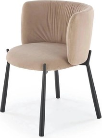 Scaun K531, bej/negru, stofa catifelata/metal, 60x58x76 cm