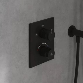 Baterie dus termostatata Villeroy&Boch Angular negru mat fara corp ingropat