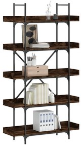 vidaXL Bibliotecă cu 5 niveluri, stejar fumuriu, 100x33x180,5 cm, lemn
