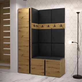 Hol Timothy IX (stejar artisan + stejar artisan + Negru) (piele ecologică Soft 011 (Negru)). 1060218