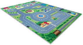 BAMBINO 9028 covor lavabil Oraș, străzi pentru copii anti-alunecare - verde / gri