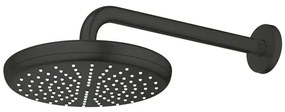 Palarie de dus rotunda negru mat Grohe Tempesta 210 mm cu brat