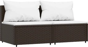 vidaXL Canapele de mijloc de grădină cu perne, 2 buc., maro, poliratan