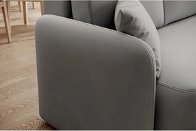 Colțar gri deschis extensibil/cu spațiu de depozitare cu tapițerie din catifea (cu colț pe partea dreaptă/cu șezlong) Hadson – ELTAP