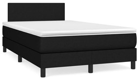 vidaXL Pat cu arcuri, saltea și LED, negru, 120x190 cm, textil