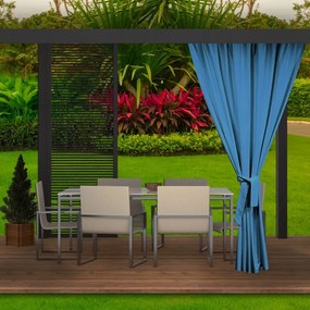 Draperii de grădină impermeabile și albastre, elegante, pentru foișor Lăţime: 155 cm | Lungime: 220 cm