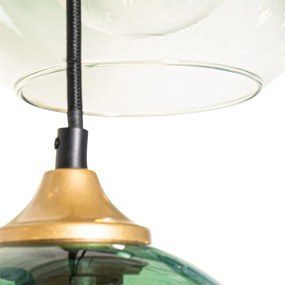 Lampă suspendată inteligentă din alamă cu sticlă albastră și verde, 8 lumini, incluzând 8 Wifi G95 - Sandra