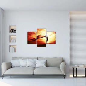 Tablou - Silueta femeii la apus de soare (90x60 cm)