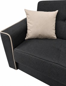 Canapea VERA extensibila, 3 locuri, lada de depozitare, stofa antracit + bej deschis, 225x90x90 Crem + Maro, Stofa