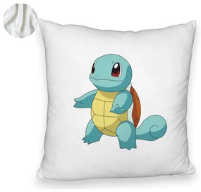 Perna Decorativa Fluffy, Model copii Squirtle, 40x40 cm, Alba, Husa Detasabila, Burduf