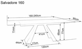 Masa extensibila Salvadore Ceramic VERDE ALPI/negru mat L160-240 cm
