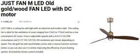 Lustra cu Ventilator si telecomanda JUST FAN M LED auriu/maro