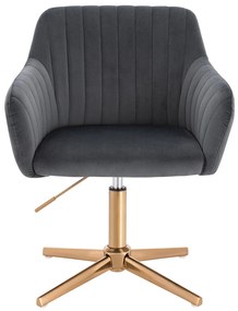 HR190CROSS Scaun Grafit din Catifea cu Bază Aurie