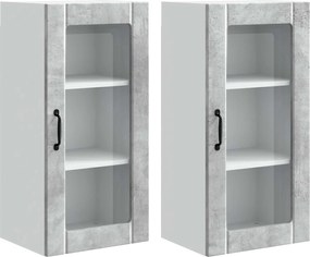 vidaXL Dulap de bucătărie cu raft 2 pcs Gri din beton 40 x 31 x 80 cm