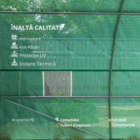 Outsunny Sera pentru Culturi, Structură din Oțel Rezistent, Spațioasă 8x3x2m, Ideală pentru Grădinărit, Verde | Aosom Romania