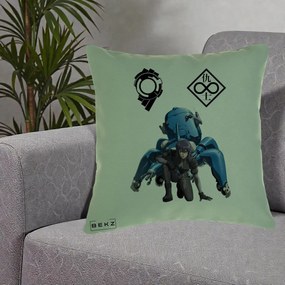 Perna Personalizata Ghost in the Shell Motoko si Tachikoma, 40x40 cm, Verde, Husa Detasabila, Perna Inclusa, BEKZ®