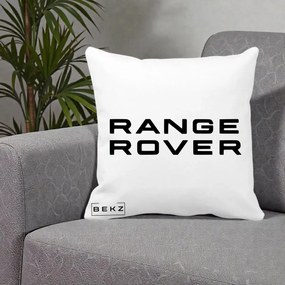 Perna Personalizata cu emblema Range Rover, 40x40 cm, Alba Mata, Husa Detasabila, Perna Inclusa, BEKZ®