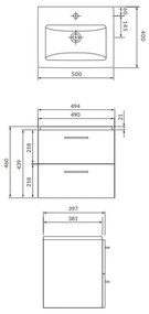 Cersanit S801-146-DSM - Dulap suspendat pentru baie cu lavoar LARA COMO, alb